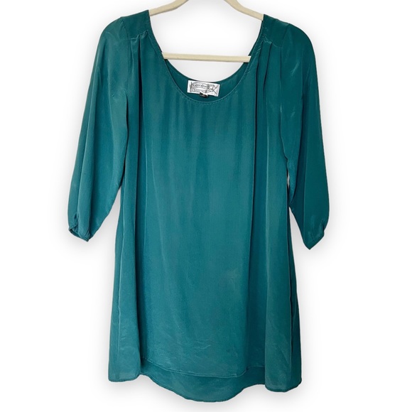 EUC Urban Outfitters Emerald Green Silky Shift Tunic Dress by Rapscallion - Picture 1 of 7